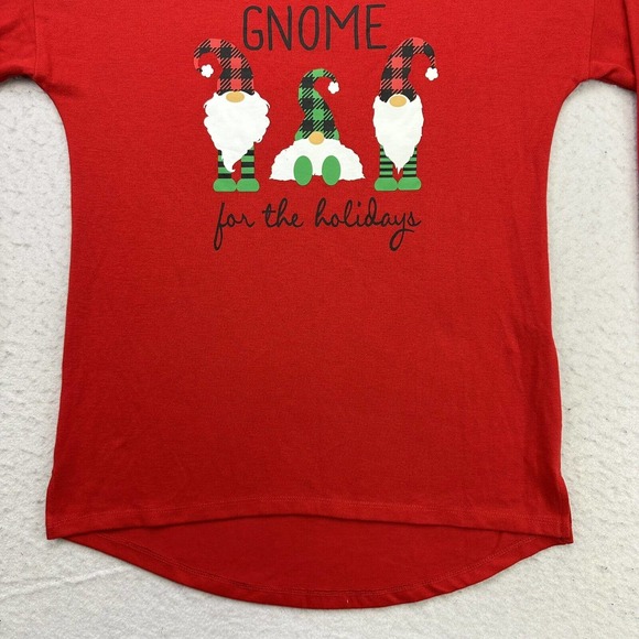 Modern Canvas Christmas Shirt Womens Small S Red Gnome for the Holidays - Picture 4 of 12